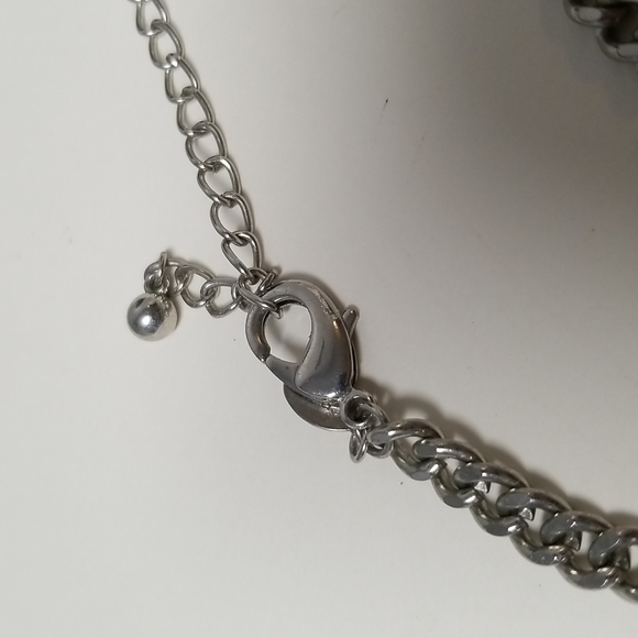 22.5" Silver Tone Moonstone Lucite Statement Necklace - Picture 5 of 6